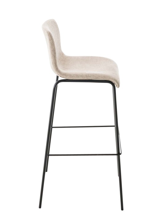 Lot de 2 tabourets de bar Hoover tissu structure 4 pieds, crème