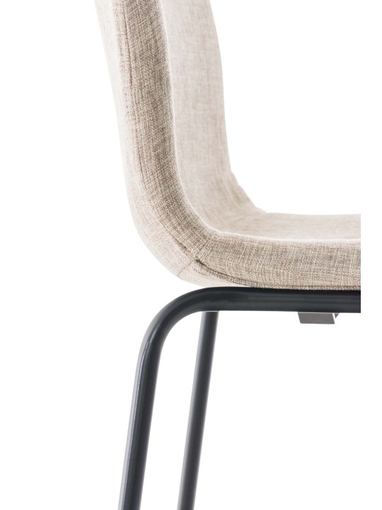 Lot de 2 tabourets de bar Hoover tissu structure 4 pieds, crème