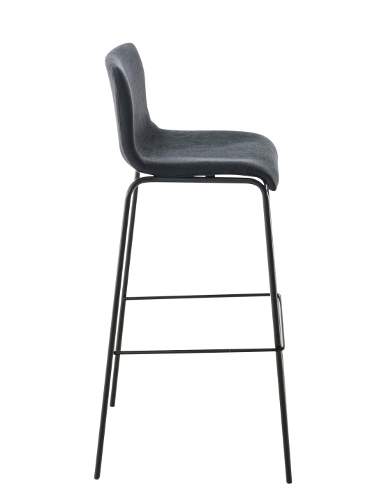 Lot de 2 tabourets de bar Hoover tissu structure 4 pieds, gris foncé