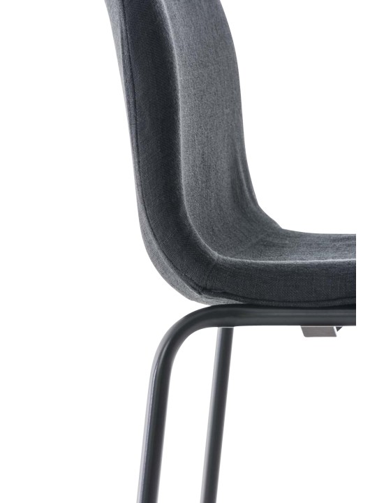 Lot de 2 tabourets de bar Hoover tissu structure 4 pieds, gris foncé