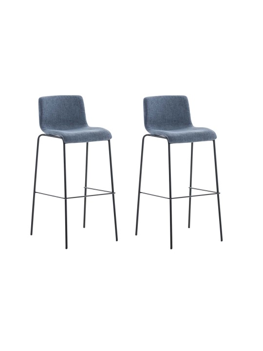 Lot de 2 tabourets de bar Hoover tissu structure 4 pieds, bleu