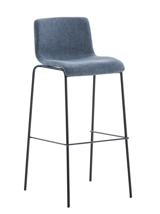 Lot de 2 tabourets de bar Hoover tissu structure 4 pieds, bleu