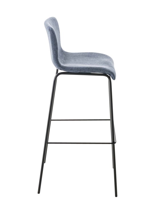 Lot de 2 tabourets de bar Hoover tissu structure 4 pieds, bleu