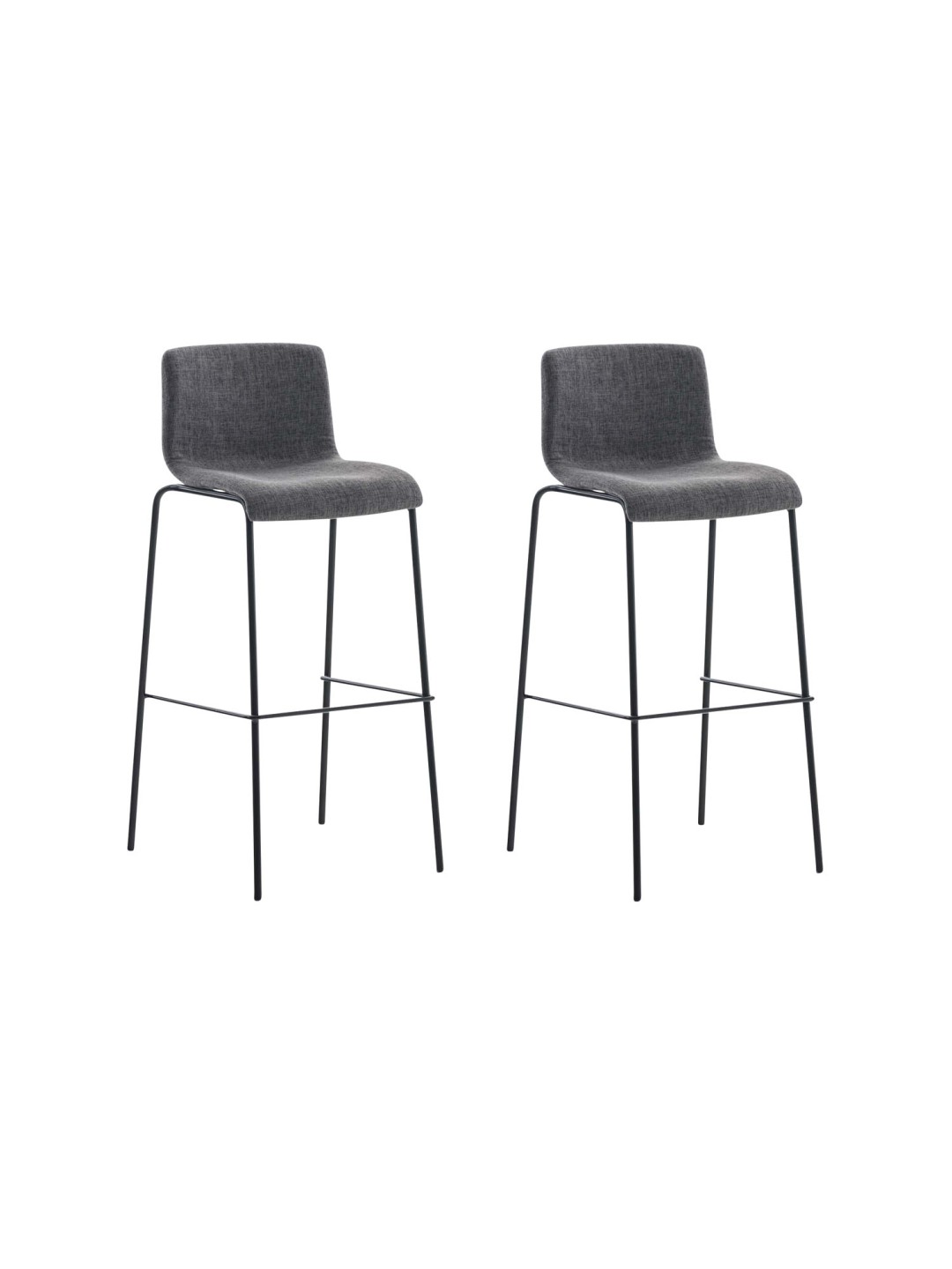 Lot de 2 tabourets de bar Hoover tissu structure 4 pieds, gris clair