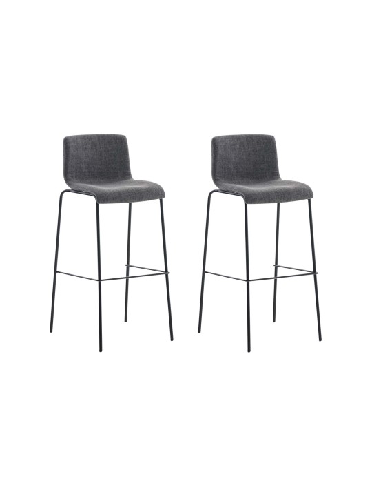 Lot de 2 tabourets de bar Hoover tissu structure 4 pieds, gris clair