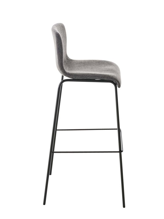 Lot de 2 tabourets de bar Hoover tissu structure 4 pieds, gris clair