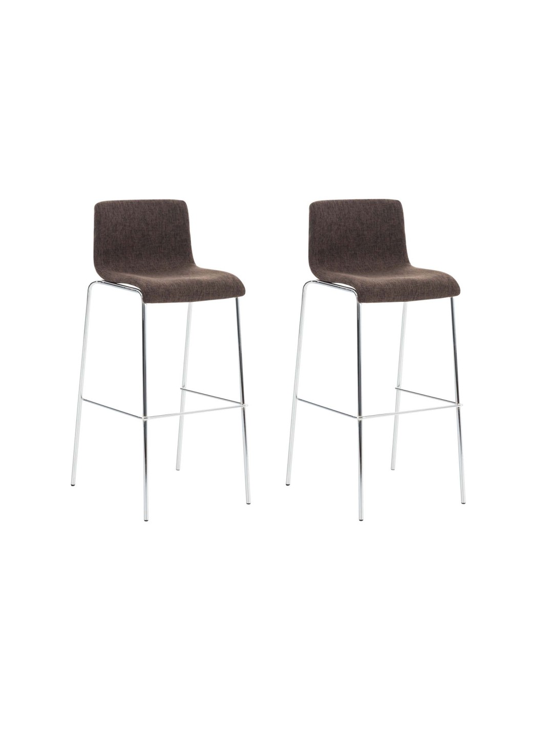 Lot de 2 tabourets de bar Hoover tissu 4 pieds structure chrome, brun