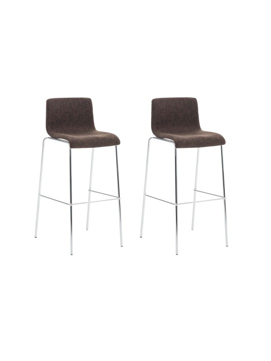Lot de 2 tabourets de bar Hoover tissu 4 pieds structure chrome, brun