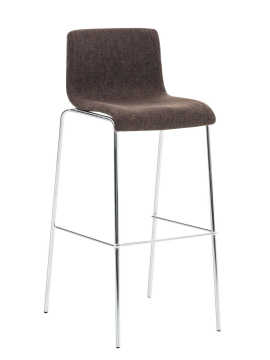 Lot de 2 tabourets de bar Hoover tissu 4 pieds structure chrome, brun