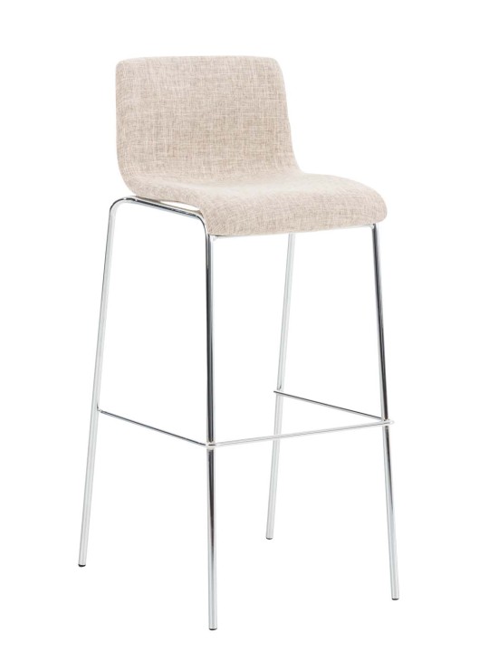 Lot de 2 tabourets de bar Hoover tissu 4 pieds structure chrome, crème