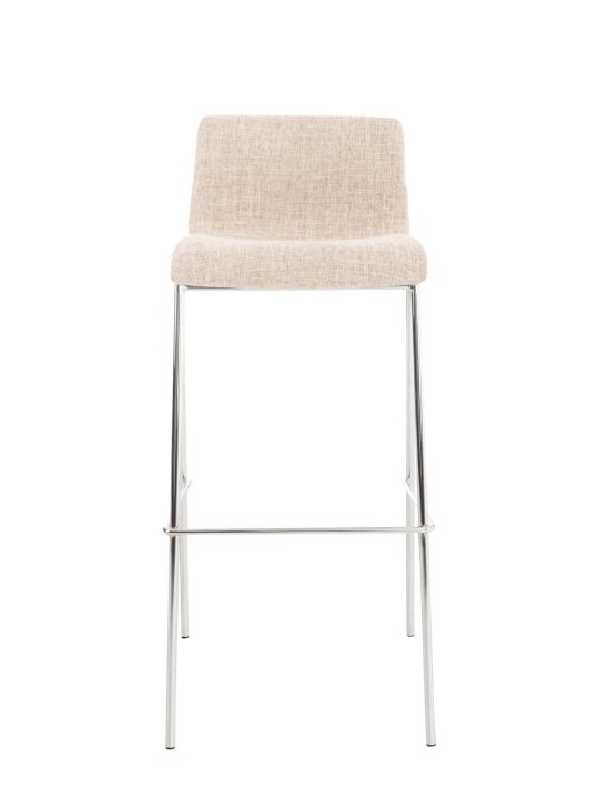Lot de 2 tabourets de bar Hoover tissu 4 pieds structure chrome, crème