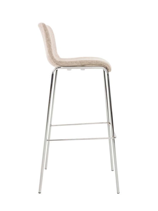 Lot de 2 tabourets de bar Hoover tissu 4 pieds structure chrome, crème