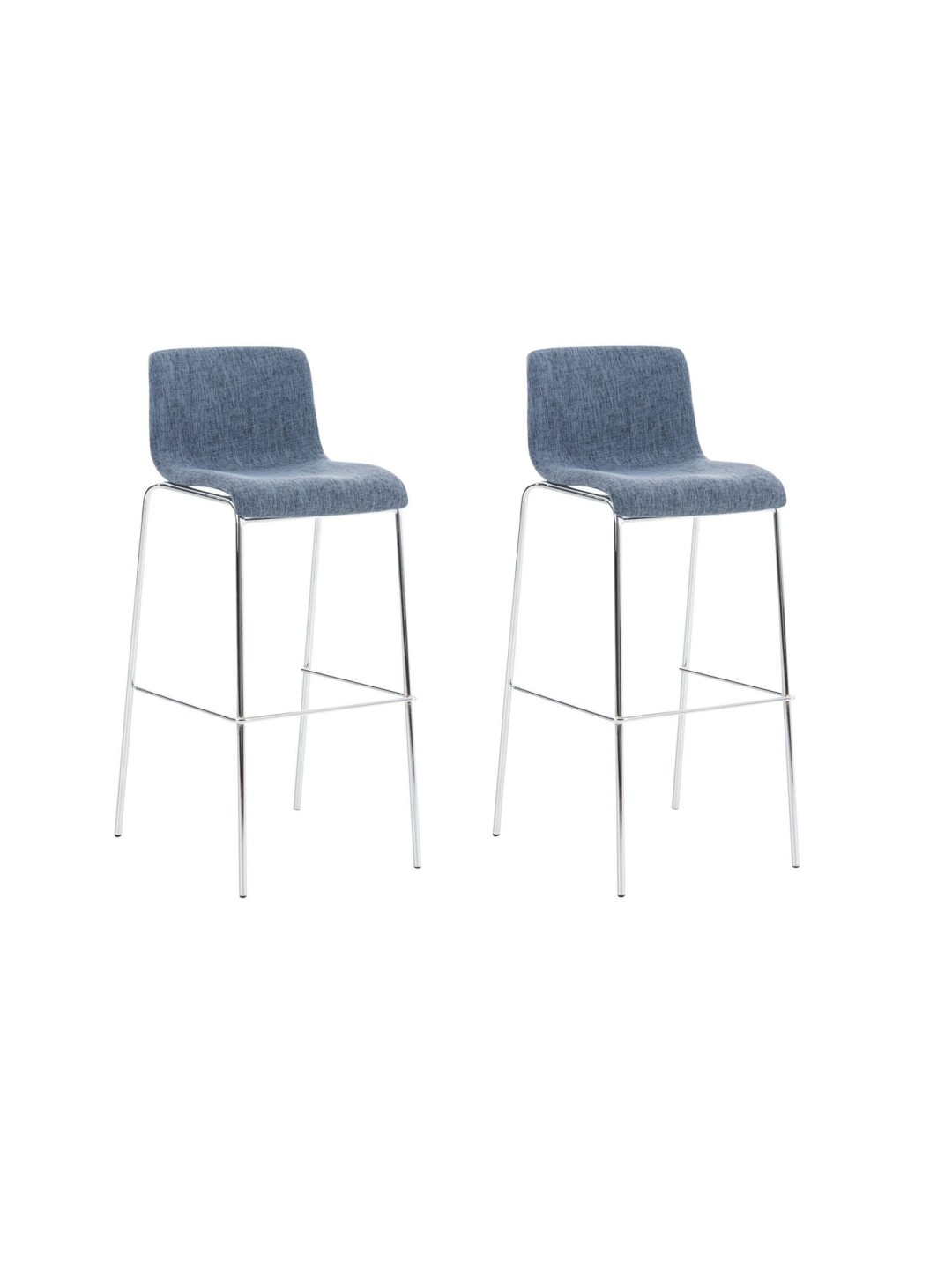 Lot de 2 tabourets de bar Hoover tissu 4 pieds structure chrome, bleu
