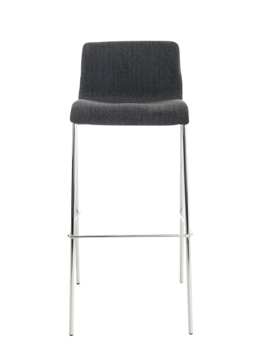 Lot de 2 tabourets de bar Hoover tissu 4 pieds structure chrome, gris foncé