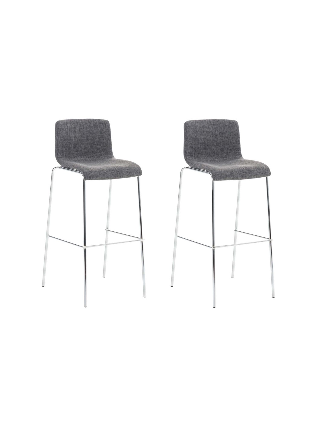 Lot de 2 tabourets de bar Hoover tissu 4 pieds structure chrome, gris clair