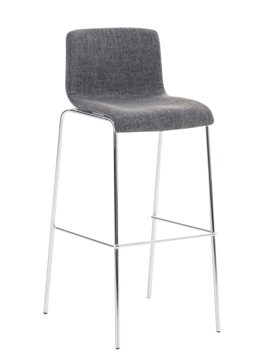 Lot de 2 tabourets de bar Hoover tissu 4 pieds structure chrome, gris clair