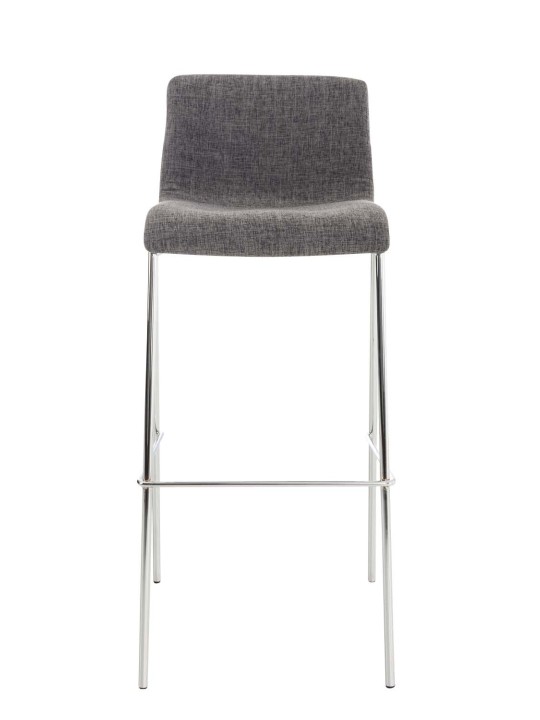 Lot de 2 tabourets de bar Hoover tissu 4 pieds structure chrome, gris clair