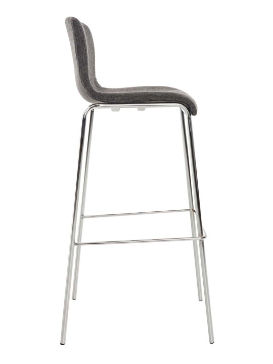 Lot de 2 tabourets de bar Hoover tissu 4 pieds structure chrome, gris clair