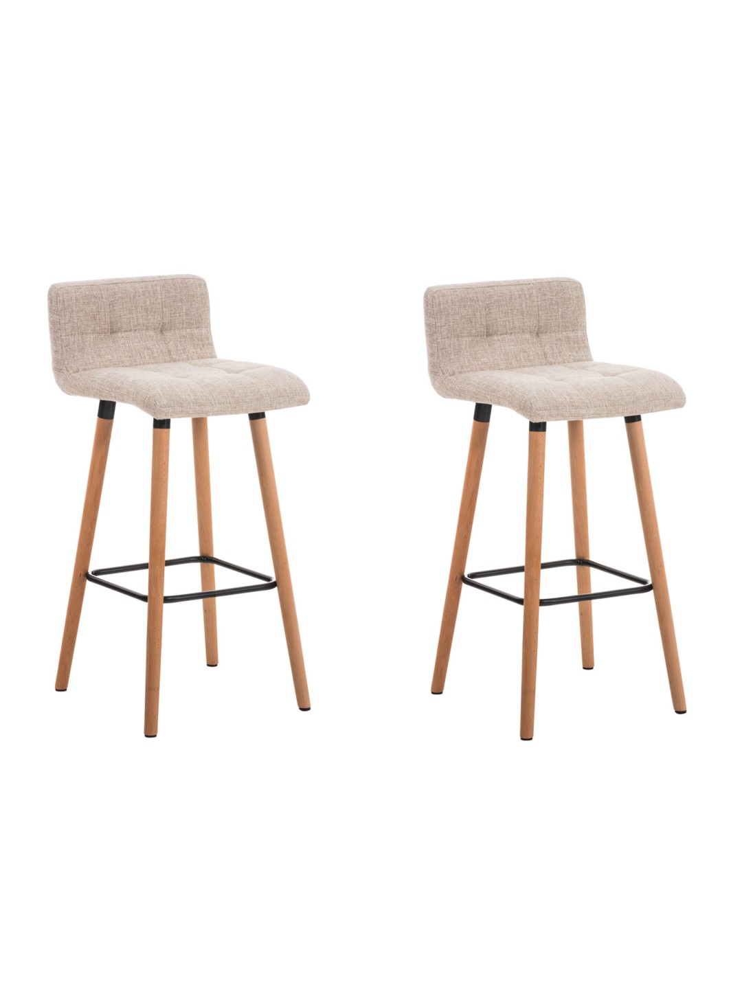 Lot de 2 tabourets de bar Lincoln tissu naturel, crème