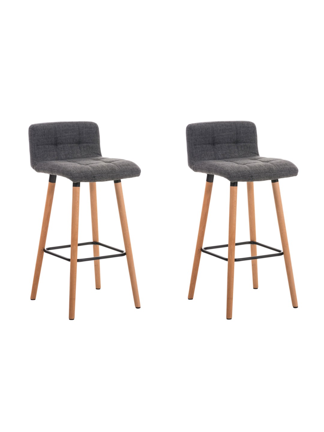 Lot de 2 tabourets de bar Lincoln tissu naturel, gris clair