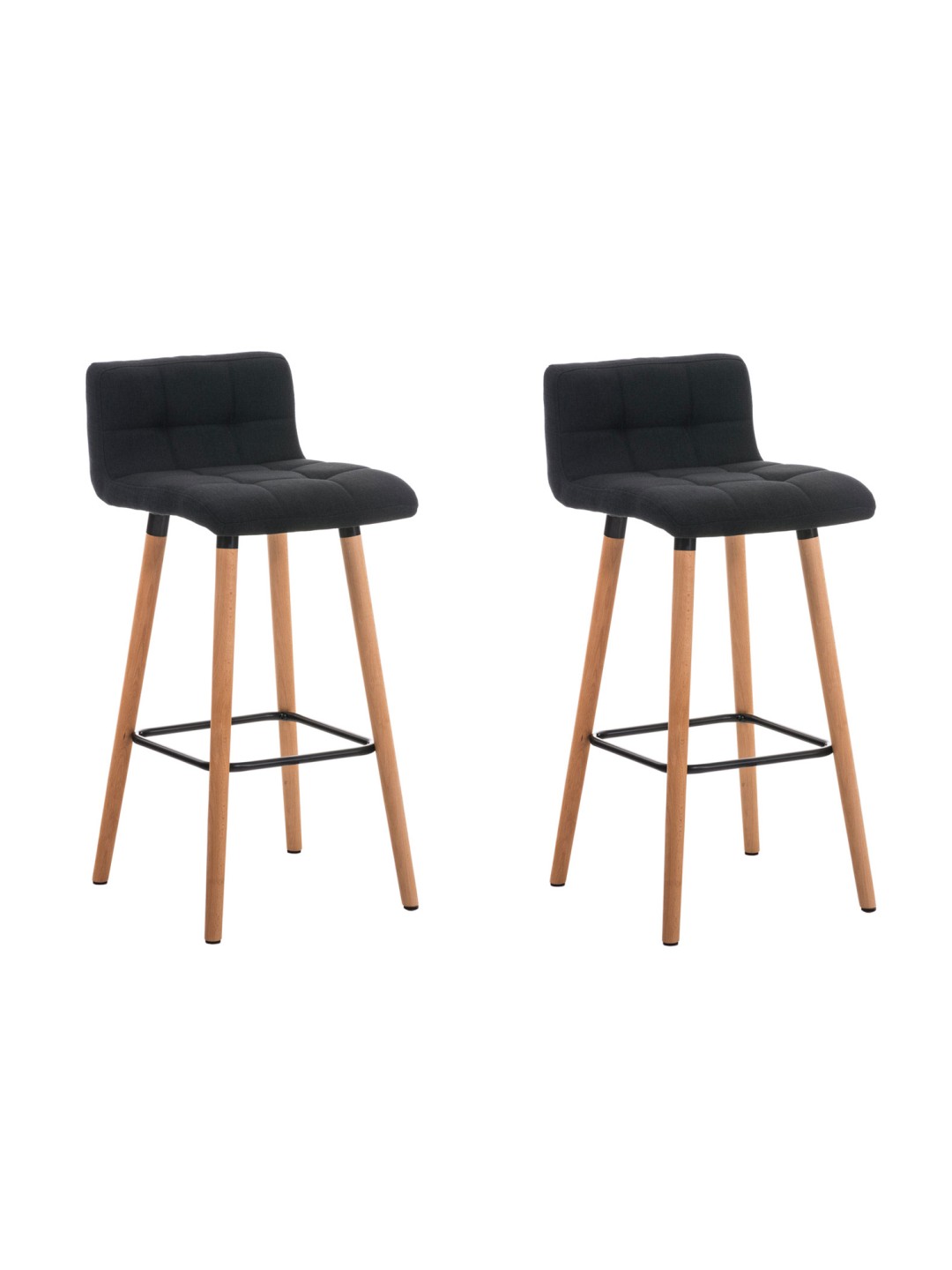 Lot de 2 tabourets de bar Lincoln tissu naturel, gris foncé