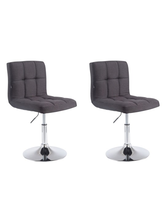 Lot de 2 tabourets de bar Palma V2 en tissu, noir
