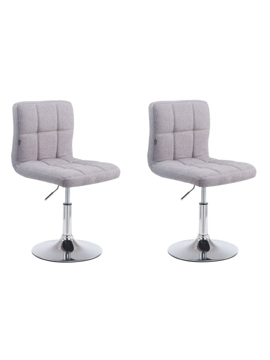 Lot de 2 tabourets de bar Palma V2 tissu, gris