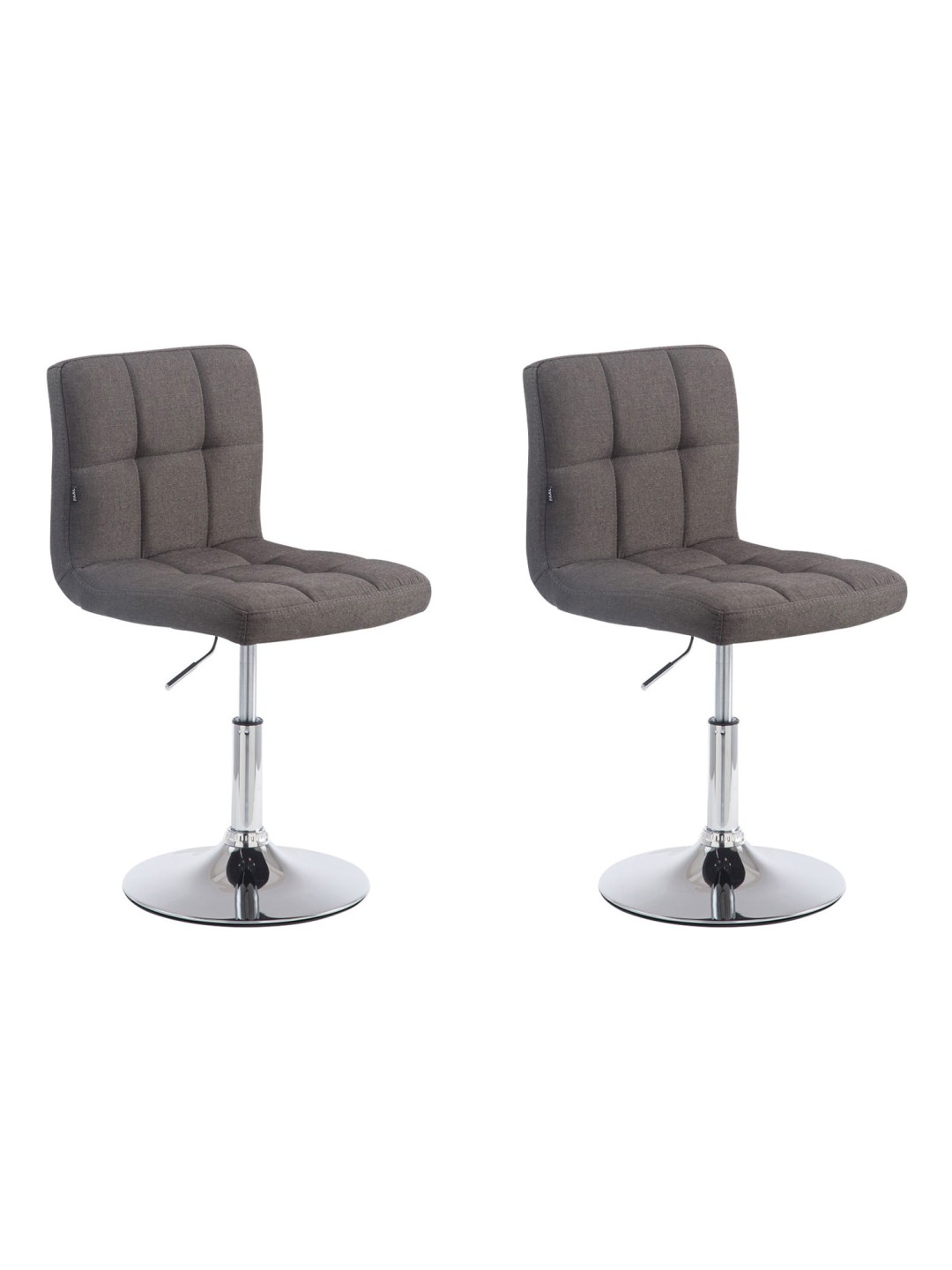 Lot de 2 tabourets de bar Palma V2 tissu, gris foncé