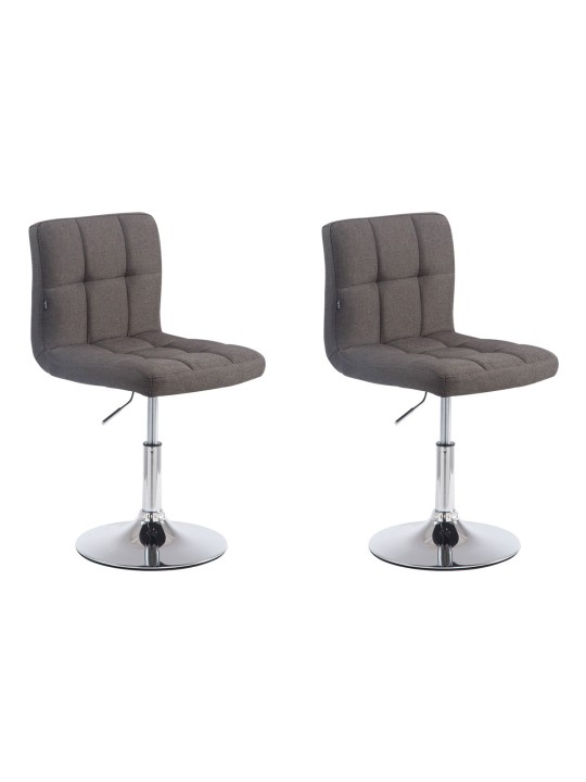 Lot de 2 tabourets de bar Palma V2 tissu, gris foncé