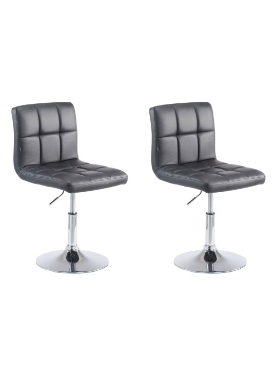 Lot de 2 tabourets de bar Palma V2 simili cuir, noir