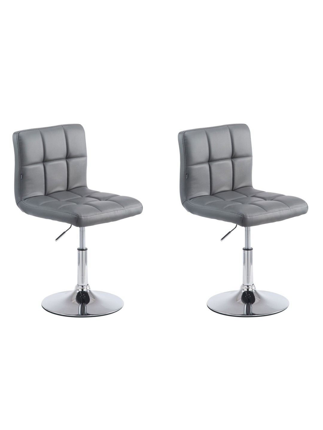 Lot de 2 tabourets de bar Palma V2 simili cuir, gris