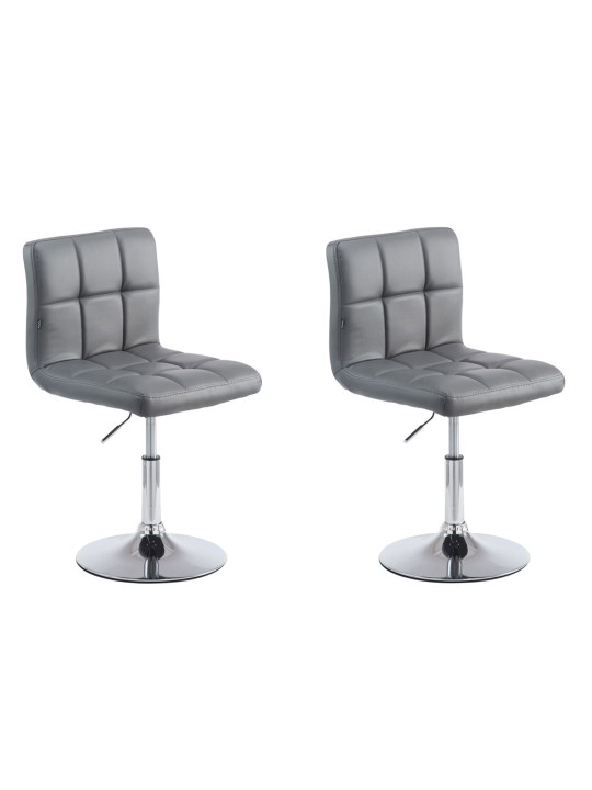 Lot de 2 tabourets de bar Palma V2 simili cuir, gris