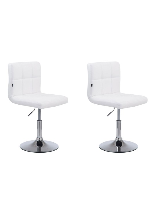 Lot de 2 tabourets de bar Palma V2 simili cuir, blanc