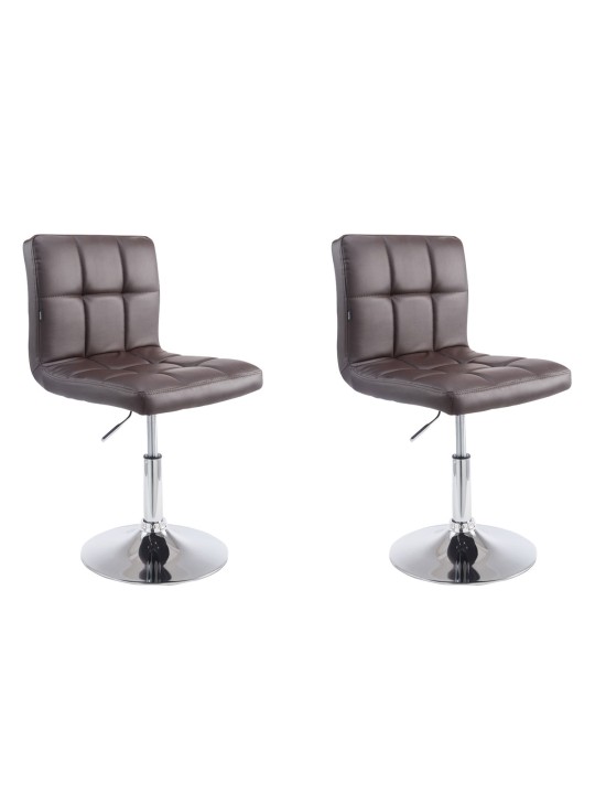 Lot de 2 tabourets de bar Palma V2 simili cuir, brun
