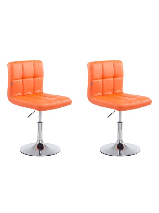 Lot de 2 tabourets de bar Palma V2 simili cuir, orange