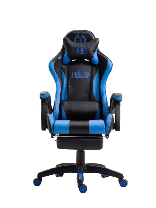 Chaise de bureau Ignite simili cuir, noir/bleu