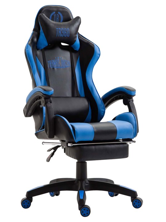 Chaise de bureau Ignite simili cuir, noir/bleu