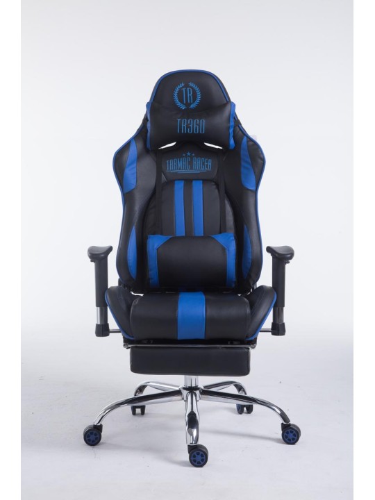 Chaise de bureau Racing Limit V2 en cuir artificiel avec repose-pieds, noir/bleu