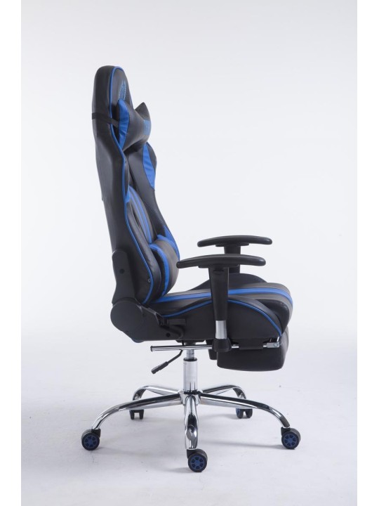 Chaise de bureau Racing Limit V2 en cuir artificiel avec repose-pieds, noir/bleu