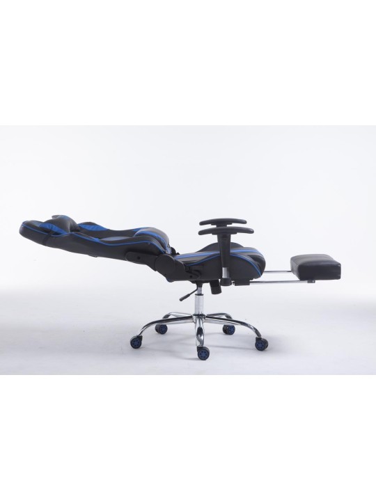Chaise de bureau Racing Limit V2 en cuir artificiel avec repose-pieds, noir/bleu