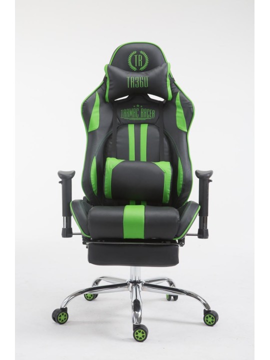 Chaise de bureau Racing Limit V2 en cuir artificiel avec repose-pieds, noir/vert