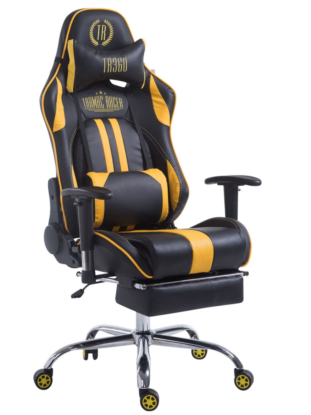 Chaise de bureau Racing Limit V2 en cuir artificiel avec repose-pieds, noir/jaune