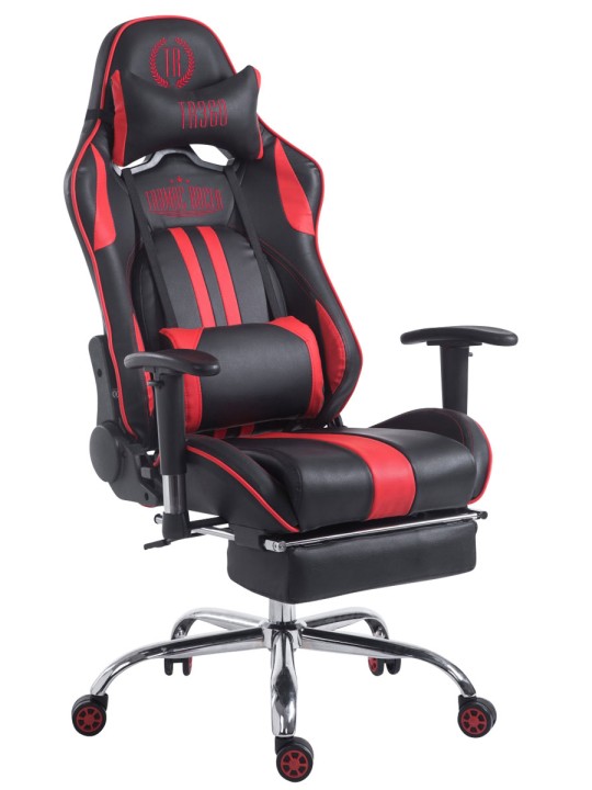 Chaise de bureau Racing Limit V2 en cuir artificiel avec repose-pieds, noir/rouge