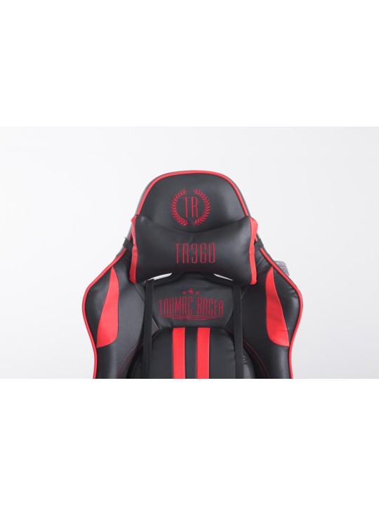 Chaise de bureau Racing Limit V2 en cuir artificiel avec repose-pieds, noir/rouge