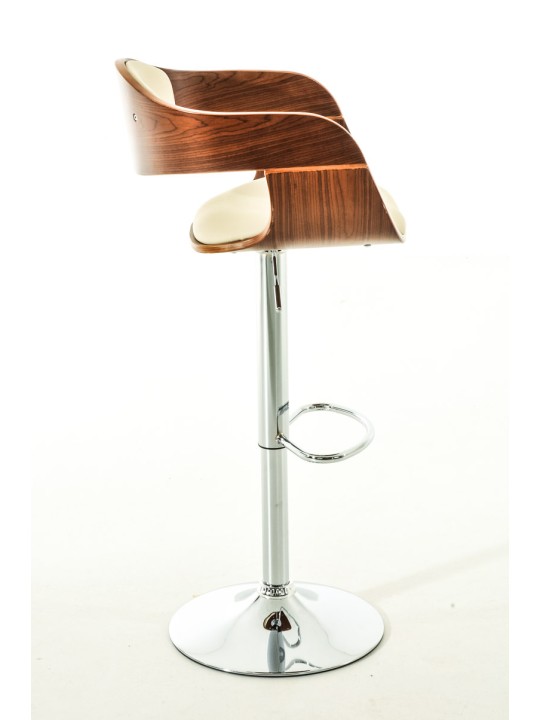 Lot de 2 tabourets de bar Kingston C simili cuir, noyer/crème