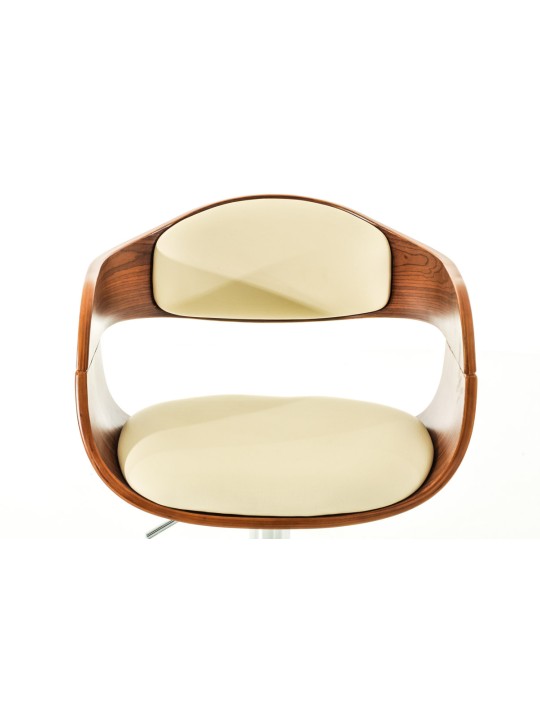 Lot de 2 tabourets de bar Kingston C simili cuir, noyer/crème