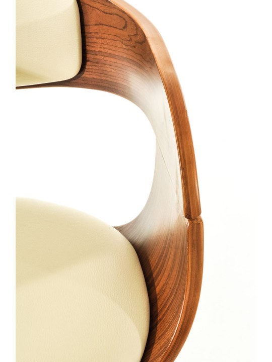 Lot de 2 tabourets de bar Kingston C simili cuir, noyer/crème