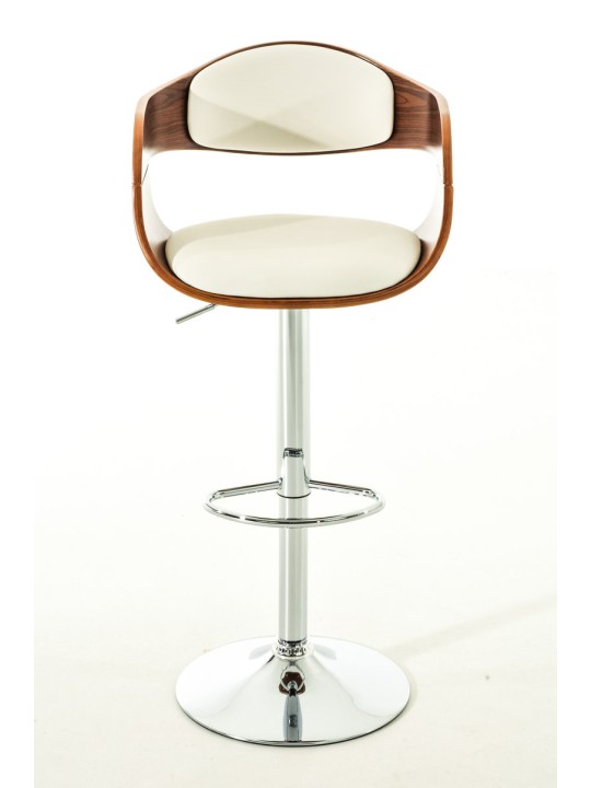 Lot de 2 tabourets de bar Kingston C simili cuir, noyer/blanc