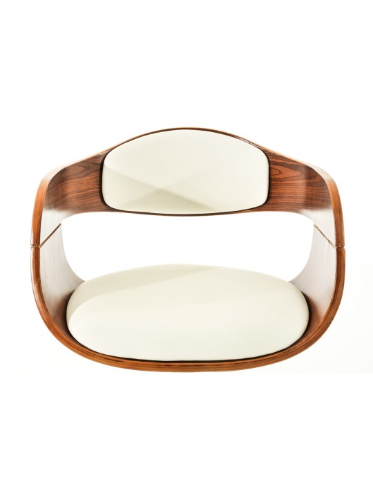 Lot de 2 tabourets de bar Kingston C simili cuir, noyer/blanc