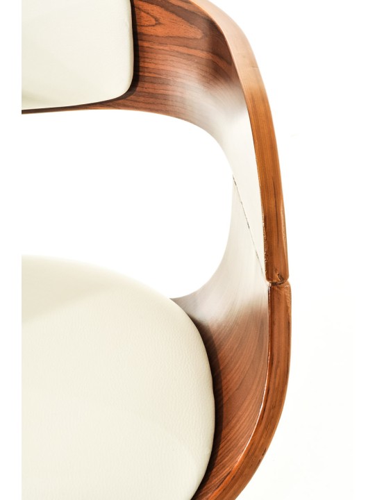 Lot de 2 tabourets de bar Kingston C simili cuir, noyer/blanc